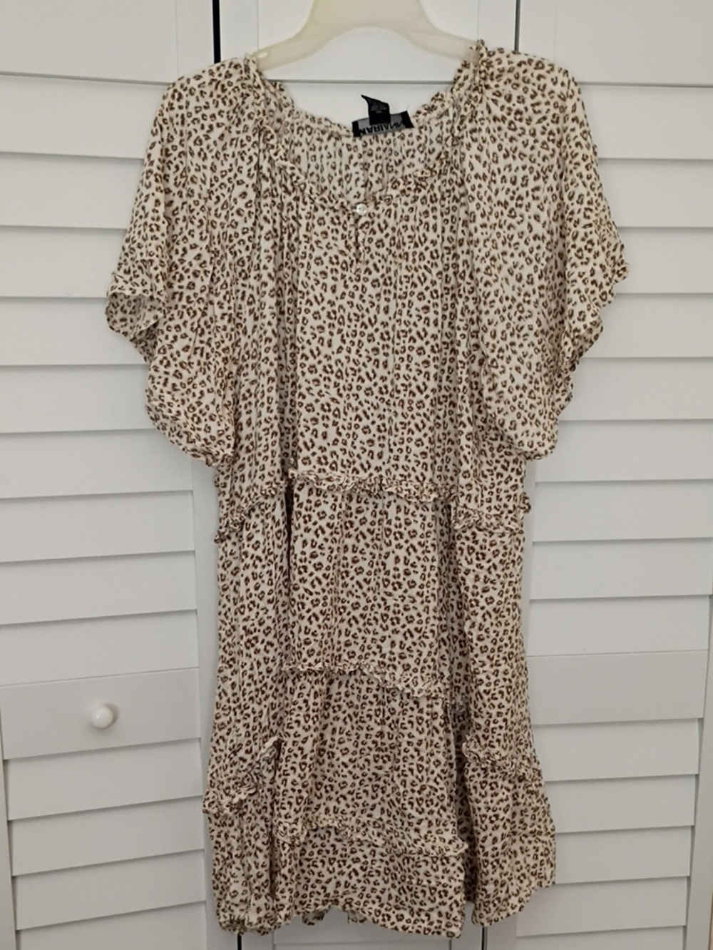 Arianne Cream and Brown Leopard Print Short Dress